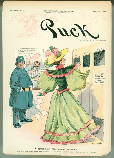 Una schiacciata per il suffragio femminile, copertina della rivista Puck, 6 giugno 1894 da American School